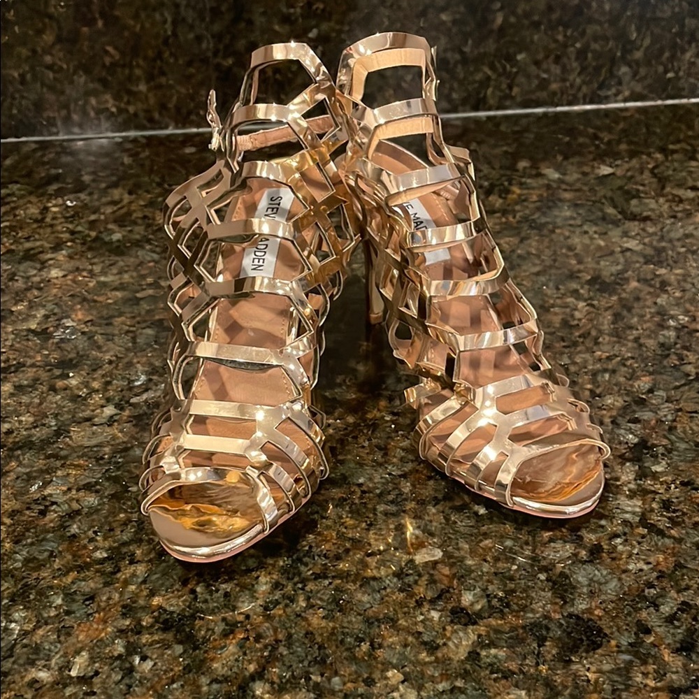 Steve Madden Women's Rose Gold Strappy Heels